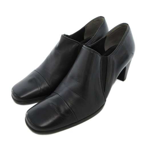 銀座かねまつ GINZA Kanematsu ブーティ 23cm 黒 ブラック スクエアトゥ サイドゴア ヒール /UO レディース拍卖