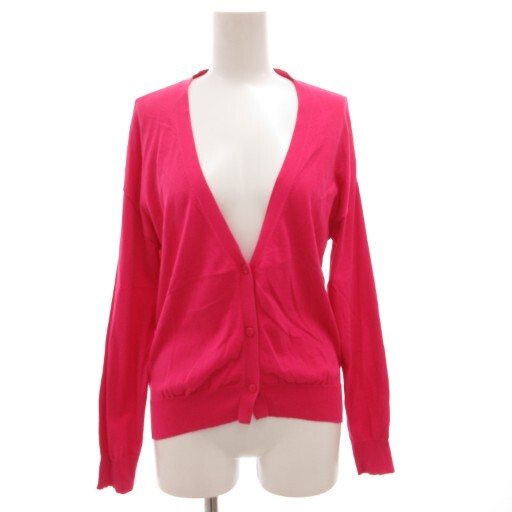 トゥモローランド TOMORROWLAND カーディガン ニット コットン 長袖 薄手 S ピンク /GV ■GY43 レディース拍卖