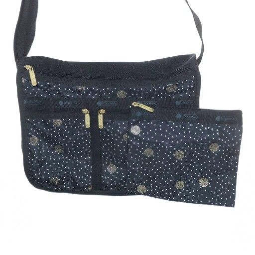 レスポートサック LesportSAC ショルダーバッグ ナイロン ドット柄 ラメ 黒 ブラック /AS ■OS レディース拍卖