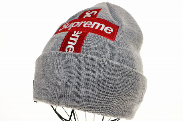 シュプリーム SUPREME 20AW NEW ERA CROSS BOX LOGO BEANIE GREY ニューエラ クロス ボックス ロゴ ニット帽 ビーニー グレー ☆AA★▲■25拍卖