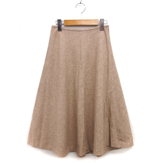エフデ ef-de ツイード フレア スカート ロング ウール混 アンゴラ混 サイドジップ 9 ベージュ /NT14 レディース拍卖