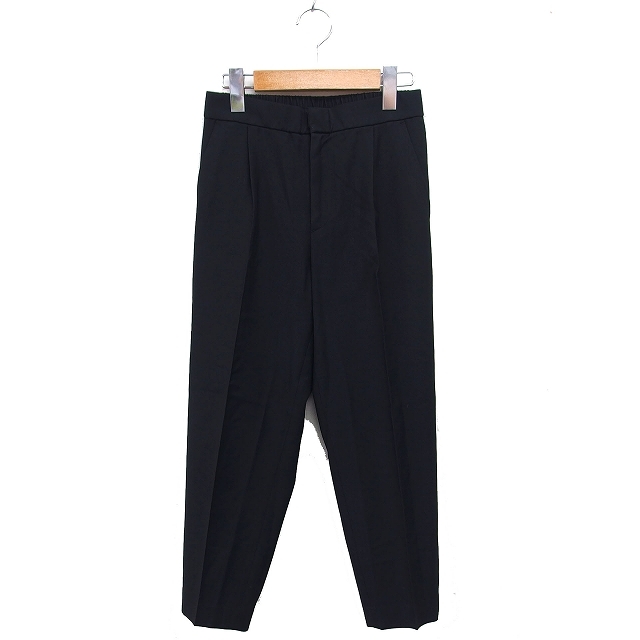 アナイ ANAYI ストレート スラックス タック センタープレス ジップフライ 無地 36 黒 ブラック /NT28 レディース拍卖