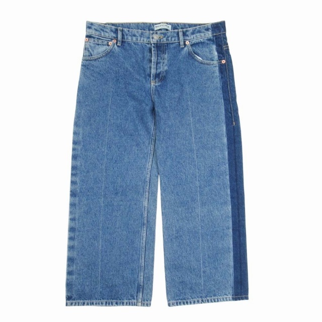 美品 2016年 バレンシアガ BALENCIAGA ROCKABILLY ウォッシュド クロップド デニム ワイドレッグ ジーンズ パンツ 36拍卖