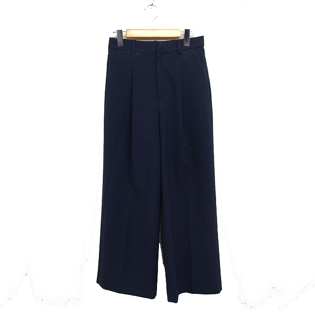 ジャーナルスタンダード レリューム JOURNAL STANDARD relume タック ワイド パンツ センタープレス 無地 38 ネイビー 紺 /FT40 レディース拍卖