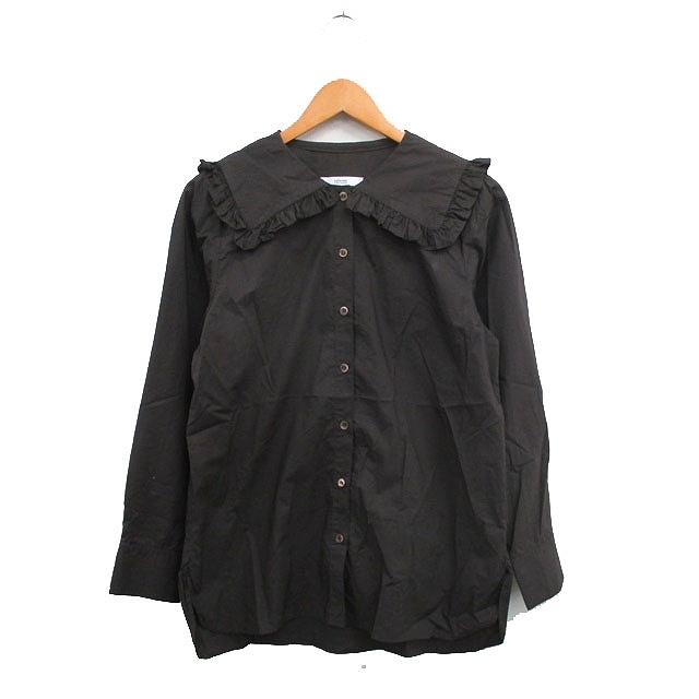 ジャーナルスタンダード レリューム JOURNAL STANDARD relume シャツ ブラウス 長袖 ビッグカラー フリル コットン F ブラウン 茶 /KT29 レ拍卖