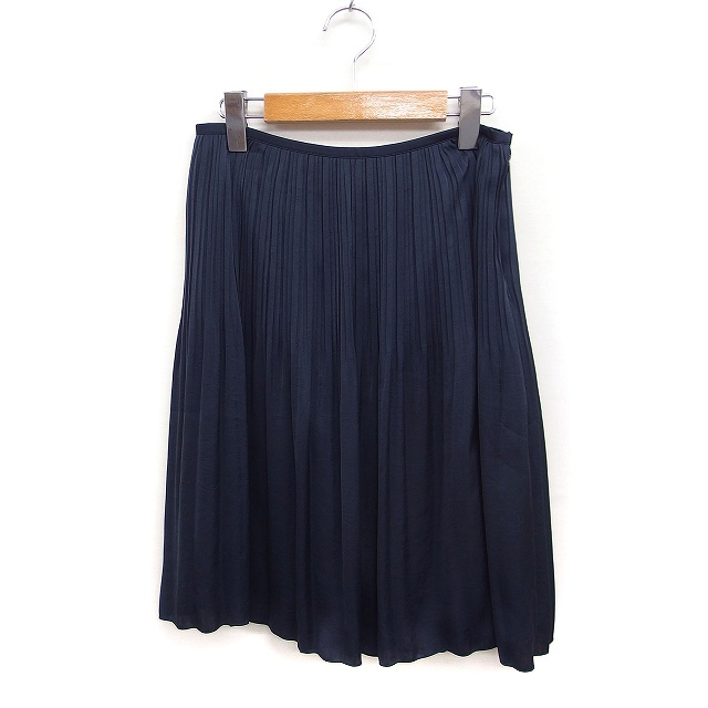 アンタイトル UNTITLED プリーツスカート ミニ 無地 光沢 1 ネイビー 紺 /FT38 レディース拍卖