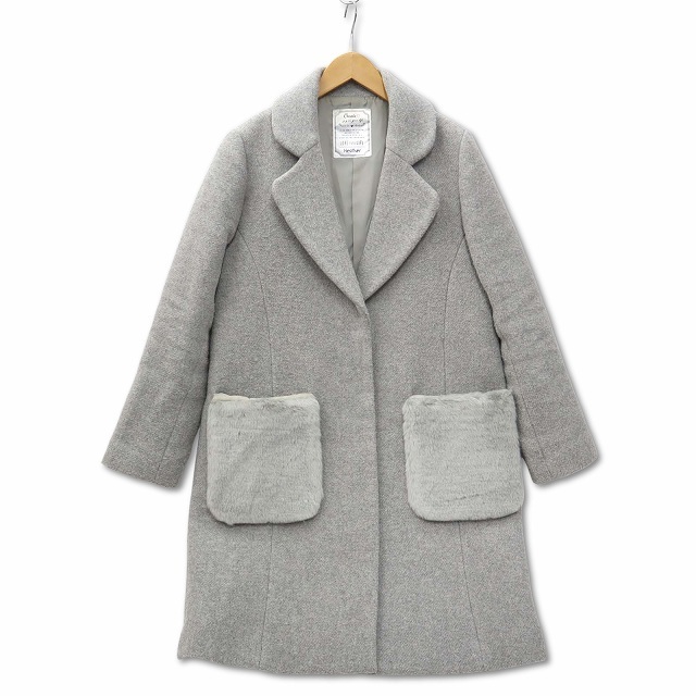 ヘザー Heather フェイクファーポケット チェスターコート グレー M レディース拍卖
