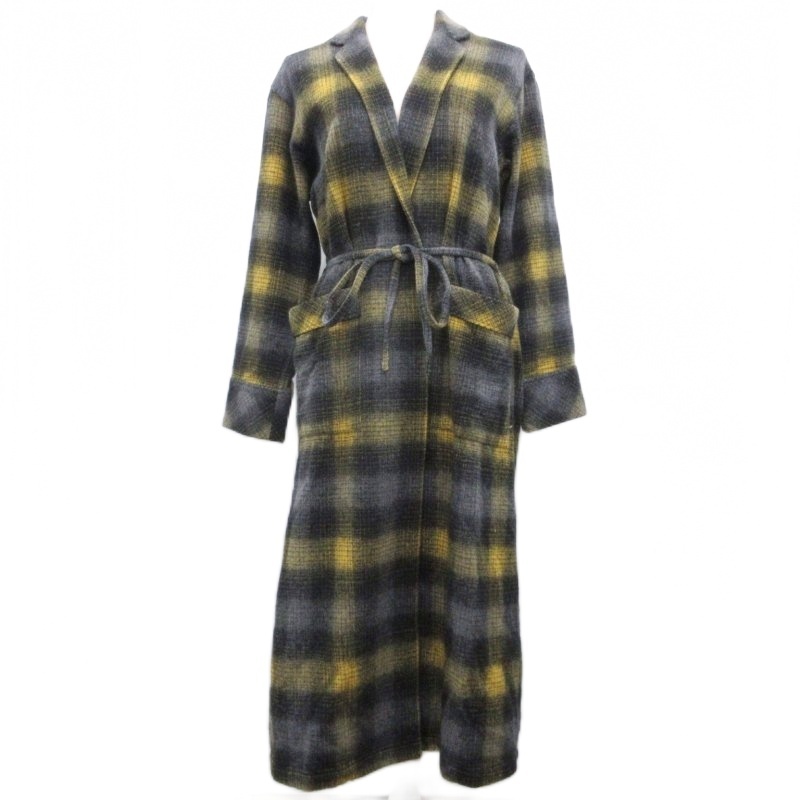 ジャーナルスタンダード JOURNAL STANDARD ガウンコート ジャケット チェック ウール アンゴラ混 ロング カーディガン 黄 灰 系 ■YHS5拍卖