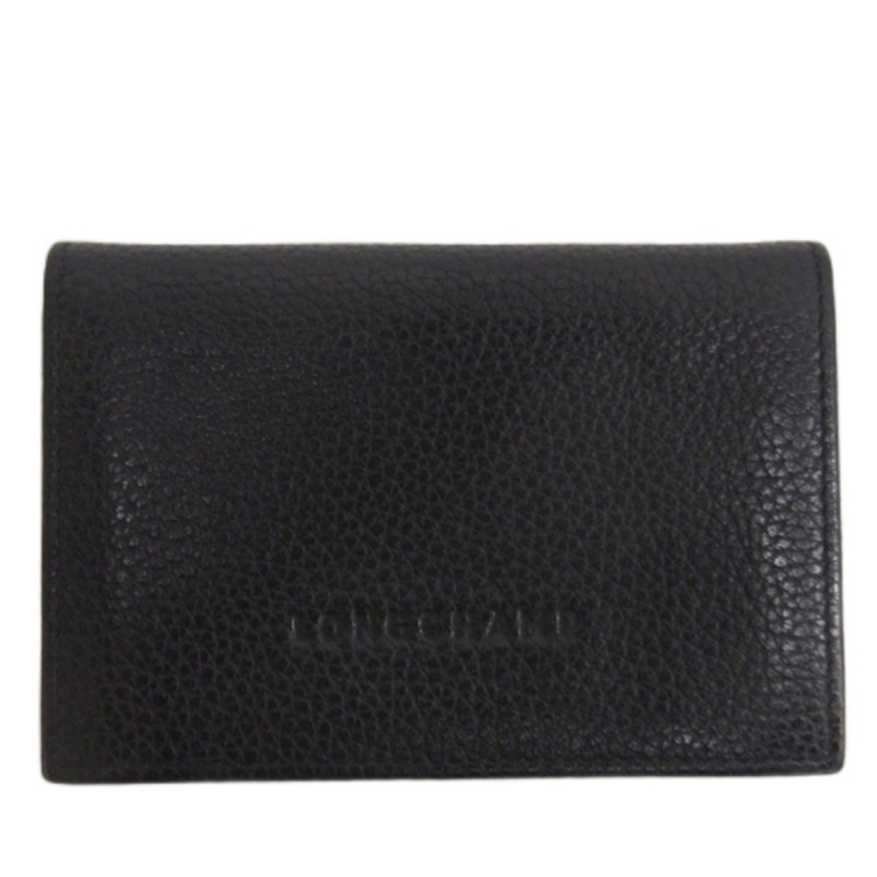 ロンシャン LONGCHAMP カードケース 名刺入れ レザー ブラック メンズ レディース拍卖