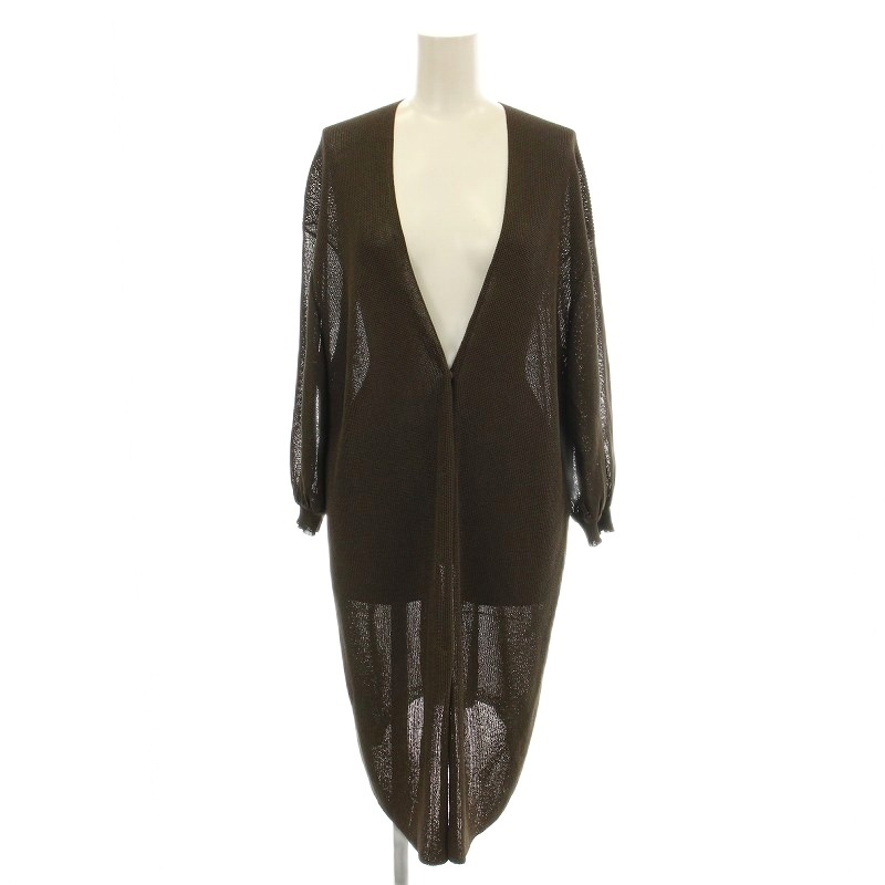 エポカ EPOCA シアー ニット カーディガン ロング 七分袖 40 茶 ブラウン M5N65-522-78 /☆G レディース拍卖