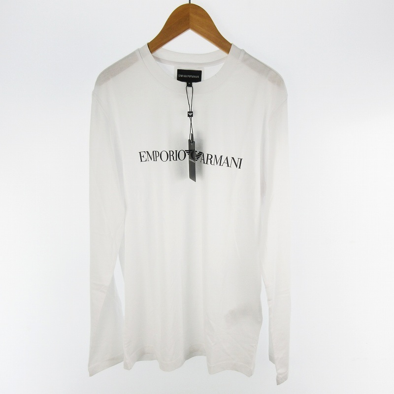 エンポリオアルマーニ EMPORIO ARMANI XXL ロンTシャツ 長袖 カットソー 8N1TN8 ロゴ 白 ホワイト 黒 ブラック ジョルジオアルマーニジャパ拍卖