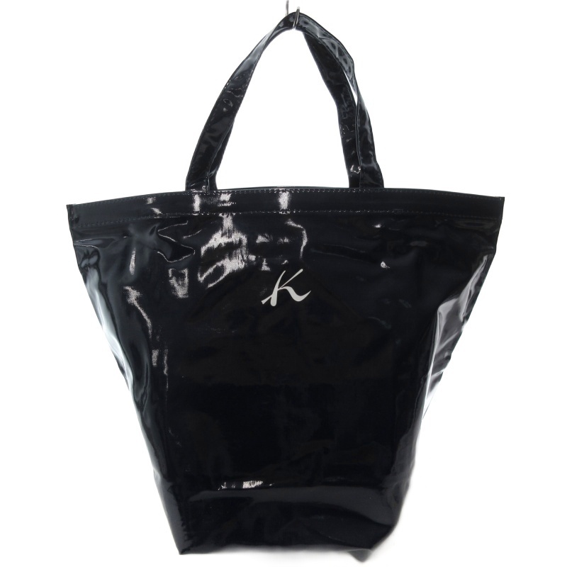 キタムラ Kitamura トートバッグ 舟型 紺 ネイビー Kロゴ プリント エナメル /AE レディース拍卖