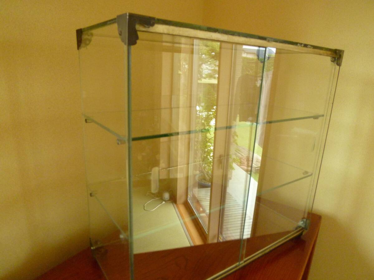 【即決・ガラス】ガラスショーケース(幅48㎝) 全面ガラス 昭和レトロ ビンテージ アンティーク 硝子 店舗什器 飾り棚 ガラスケース拍卖