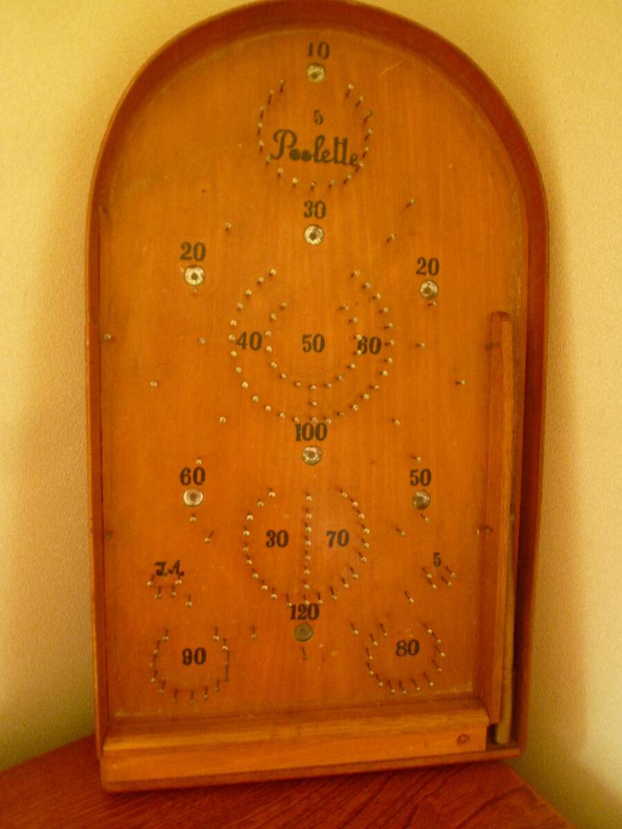 【コリントゲーム】アンティーク木製盤(54㎝×31㎝)パチンコレトロ 玩具 ピンボール おもちゃ 古道具 インテリア インダストリアル 骨董拍卖