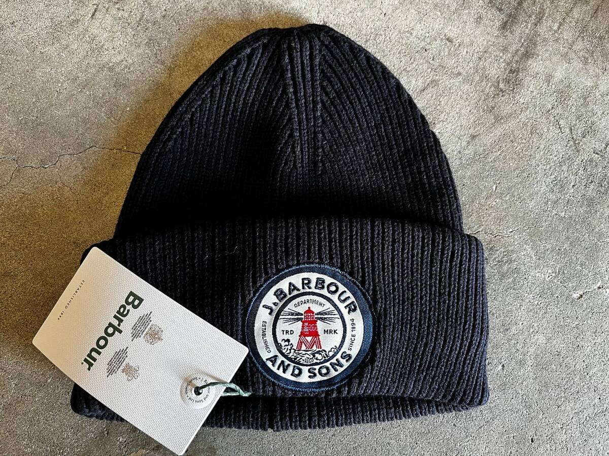 送料¥385 新品 正規品【Barbour】バブアー ダンフォード コットンビーニー コトンニットキャップ 男女兼用 ネイビー拍卖