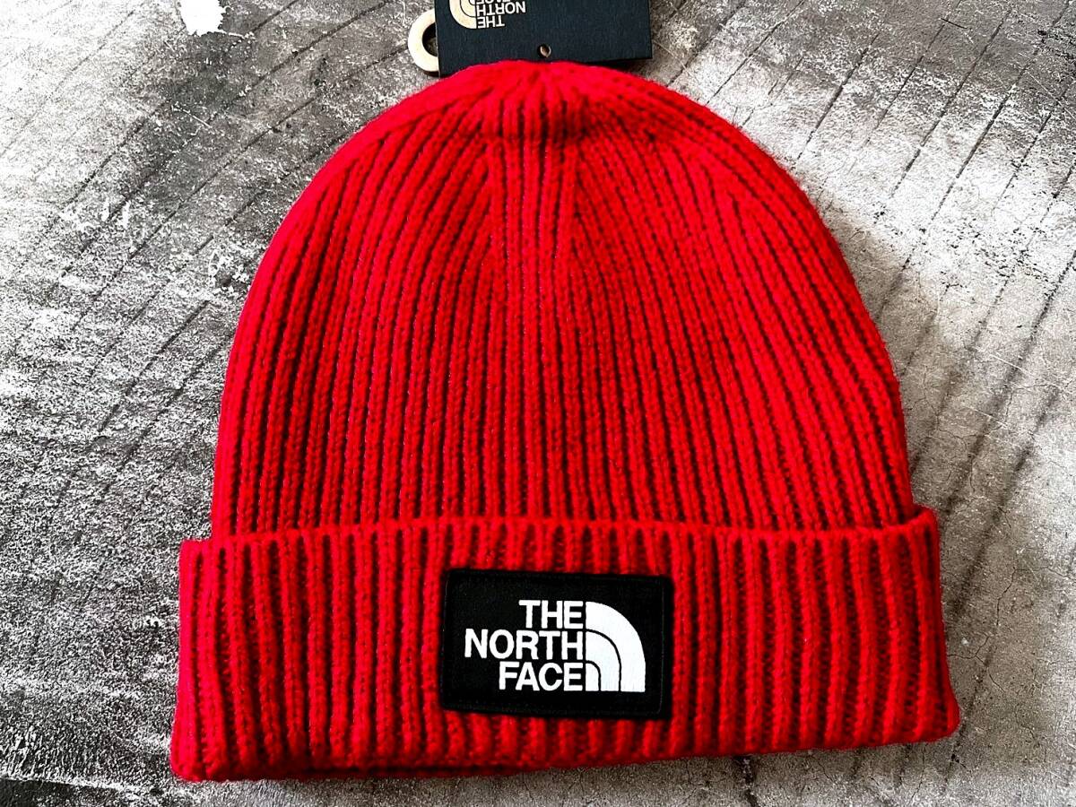 送料¥385 即決 新品 正規品 USA限定 The North Face 男女兼用 ノースフェイス ボックスロゴ ニットキャップ ビーニー 赤色 男女兼用拍卖