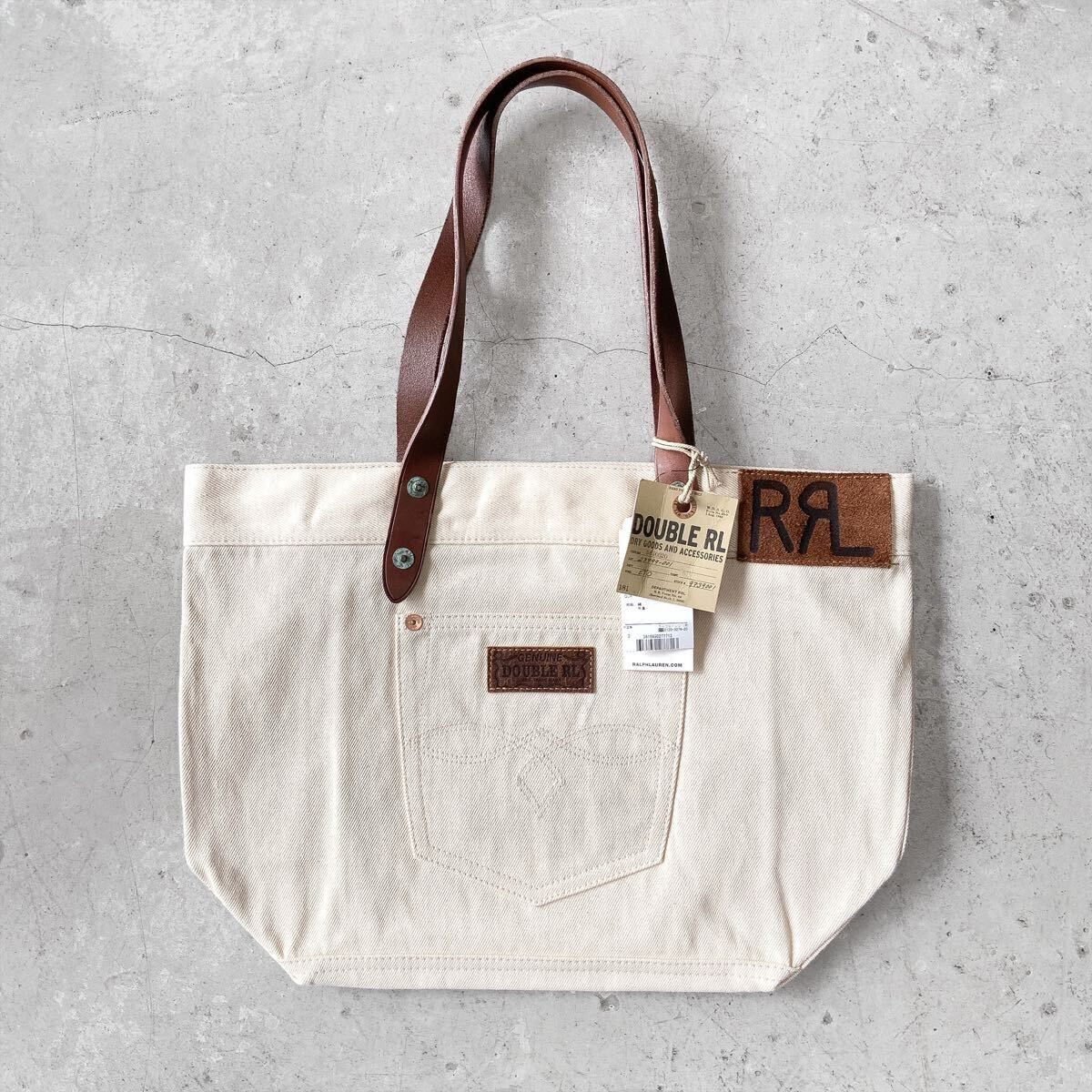 25SS 新品 RRL レザートリム ツイル トートバッグ ダブルアールエル ラルフローレン レザー ショルダーバッグ リュック ポーチ polo ポロ拍卖