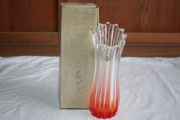 【蔵出し】★美品 花器『コシダクリスタル ガラス製花瓶』箱あり★検:(新品未使用/贈答品/モダン/レトロ/花器/華道/生け花/当時物)61031H拍卖