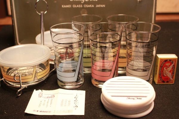 【新品未使用】★美品 贈答品『カメイガラス カラフルタンブラー5客セット』コースター&ガラス小鉢★検:(ビール/冷茶/レトロ/当時物)0820F拍卖
