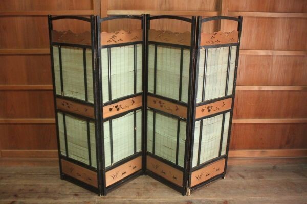 【蔵出し】★レトロ 家具『四つ折りの衝立』ついたて★検:(初だし/昭和/アンティーク/和風/古民家/当時物)70709J拍卖