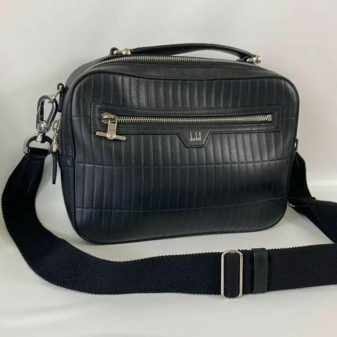 未使用品 ダンヒル dunhill 2way ローラガス ショルダーバッグ ハンドバッグ キルティング レザー ブラック 黒色 現行品拍卖
