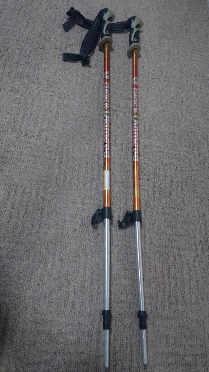 Black Diamond伸縮ストック 145-95cm FLICKLOCK※希望者にはパウダー用バスケット Φ90㎜くらいをつけます(少し曲がりあり)拍卖