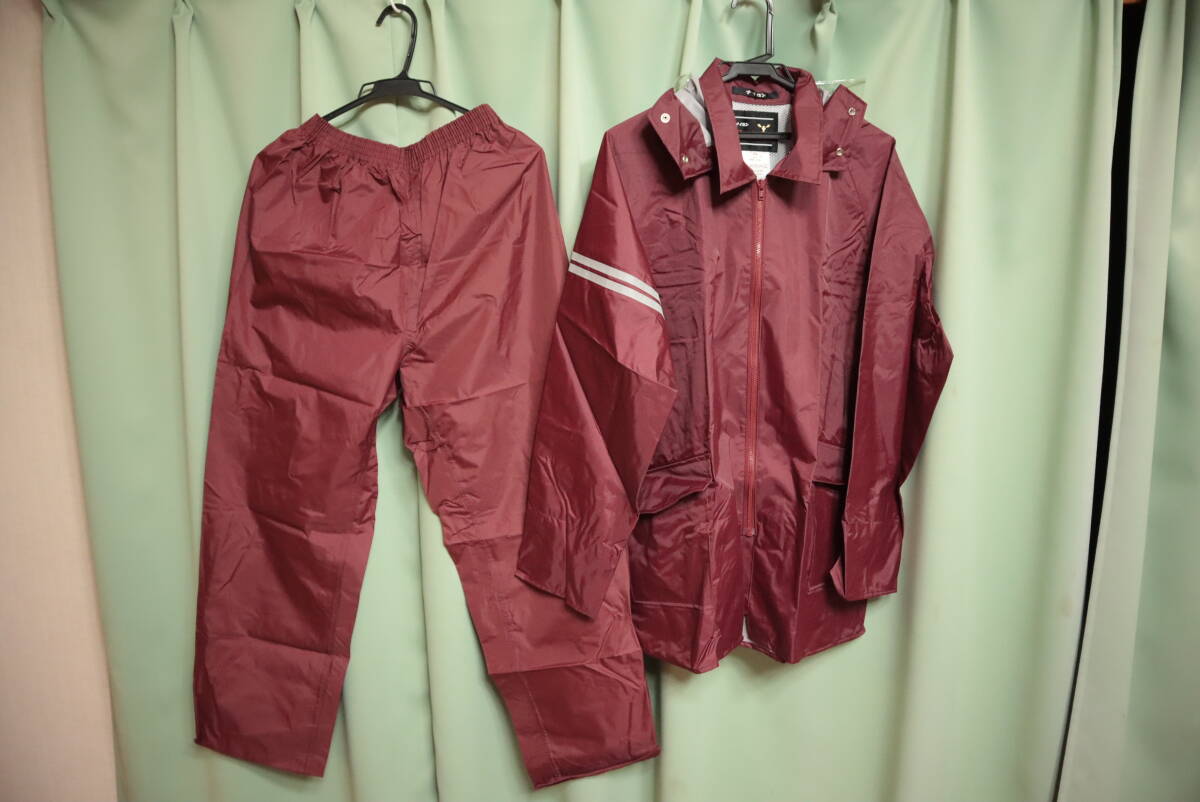 ☆レトロ ゴム引き エンジ レインコート合羽上下 LL☆拍卖