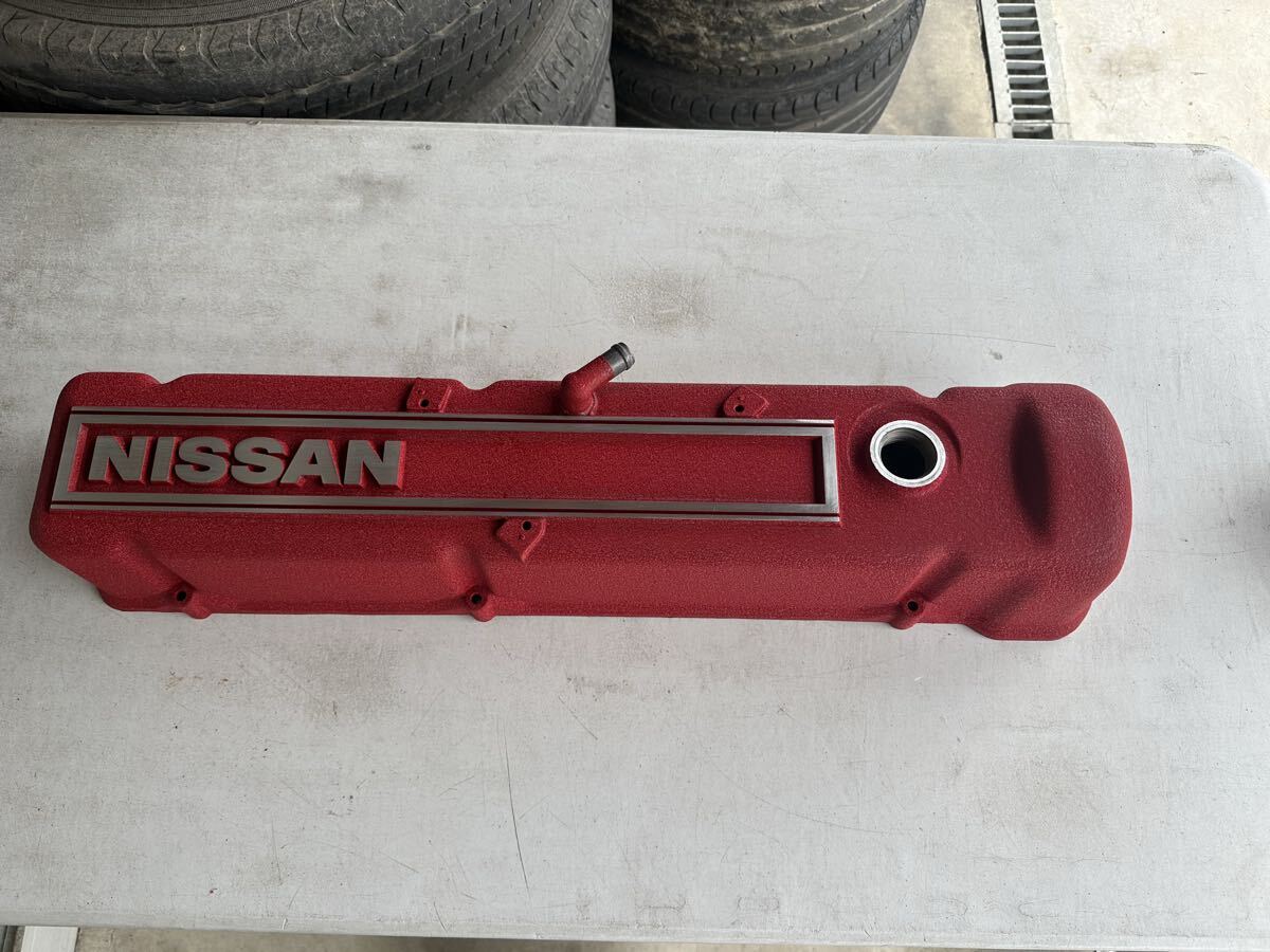 結晶塗装 赤 タペットカバー カムカバー ヘッドカバー 大文字 デカ文字 L型 L6 L20 L28 日産拍卖