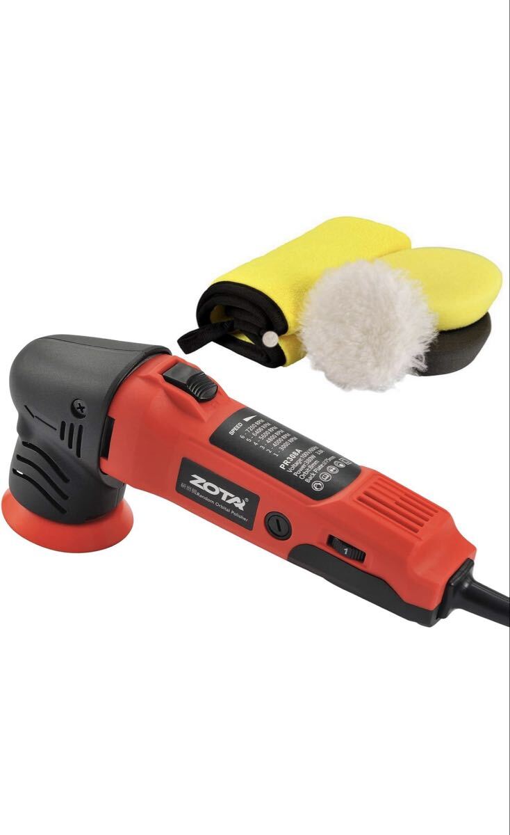 ZOTA ポリッシャー,75mm小型 ランダムオービタル式,100V六段変速 3000-7200RPM 恒定回転速度 業務用 家庭用 自動車用 車磨き バイク拍卖