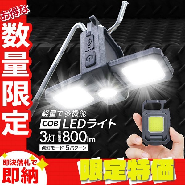 【限定セール】懐中電灯 投光器 COBライト 充電式 LED ライト 防災ライト 小型ライト 懐中電灯 COB 高輝度 800m 防水 作業灯 軽量 防災拍卖