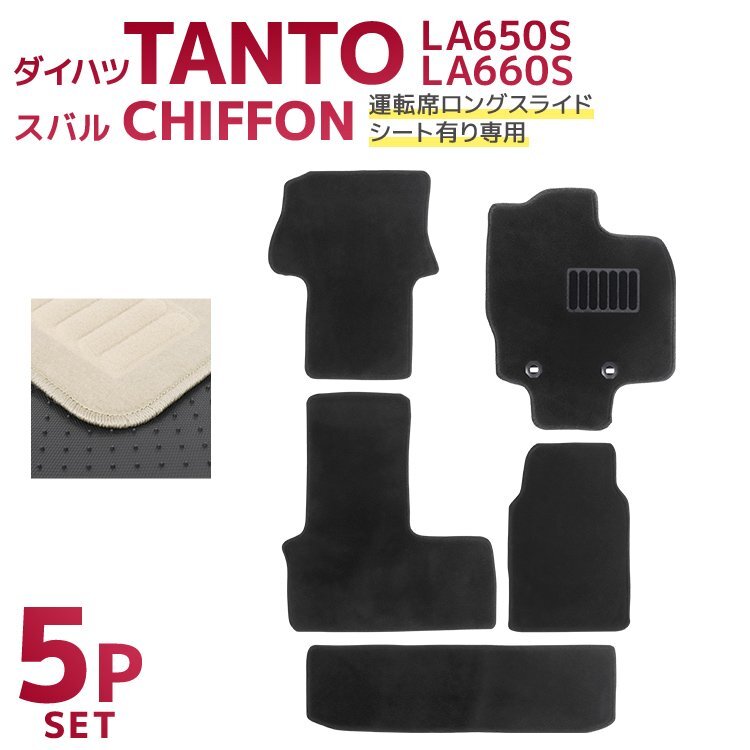 フロアマット ダイハツ タント タントカスタム 5点セット LA650S/LA660S 車用 カーマット 難燃素材 ヒールパッド付 水洗い可能 ベージュ拍卖
