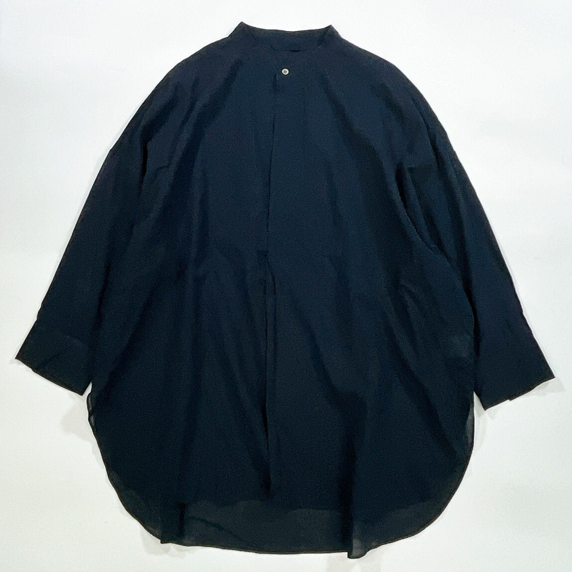 GALERIE VIE ギャルリーヴィー トゥモローランド 長袖 シャツ 薄手 ブラウス ネイビー レディース コットン100% ゆったり ☆980y拍卖