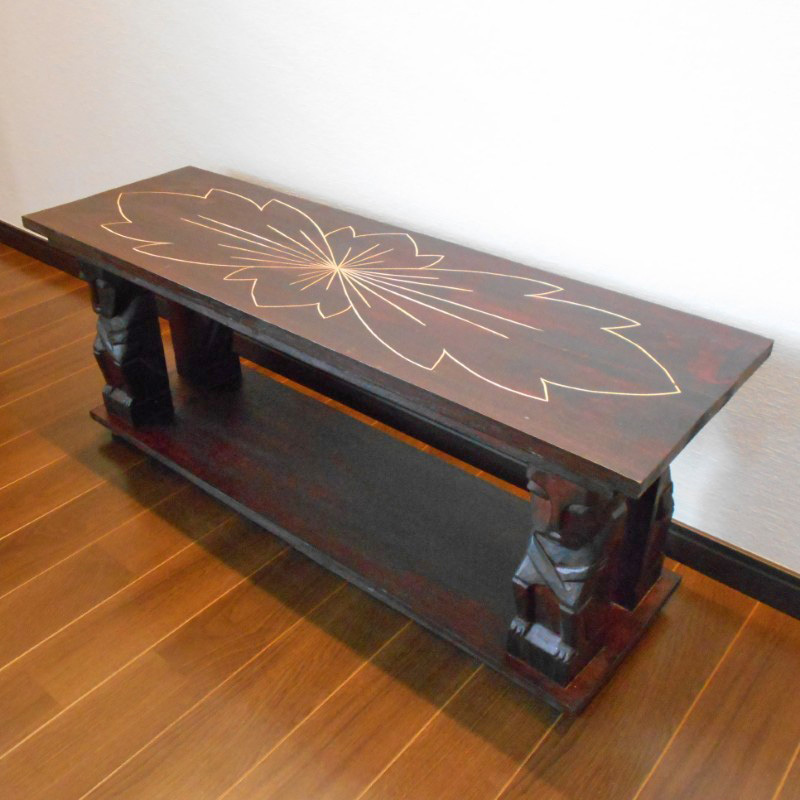 アジアン家具 バリ家具 花柄模様 ロータイプ TVボード TV台 テレビ台 収納家具 完成品家具 アンティーク風 アジアン雑貨 バリ雑貨拍卖