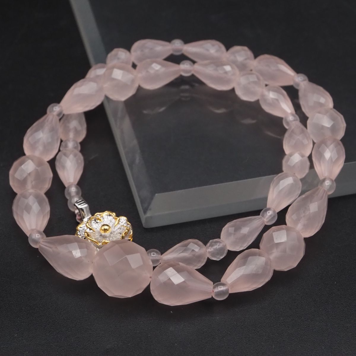 G299 ローズクォーツ SILVER刻印 ネックレス デザイン シルバー拍卖