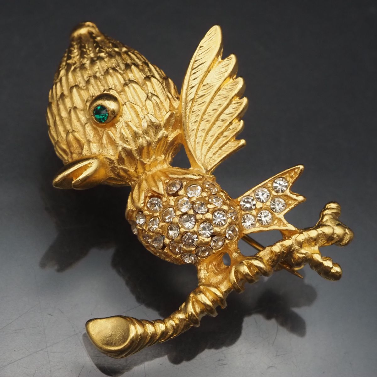 G188 ブローチ バード ラインストーン ゴールド デザイン コスチュームジュエリー拍卖