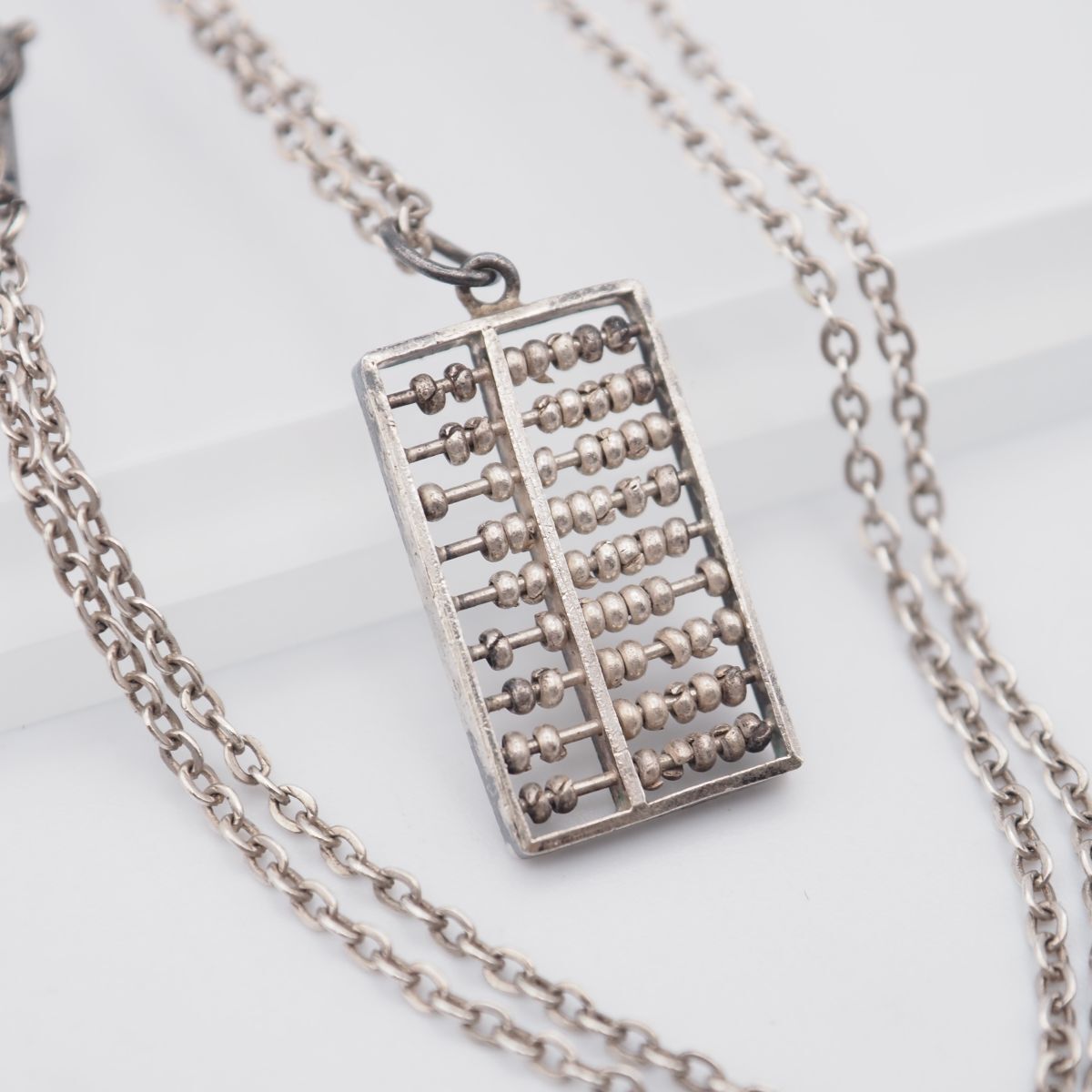 G421 ヴィンテージ STERLING SILVER刻印 ペンダント ネックレス そろばん デザイン シルバー拍卖