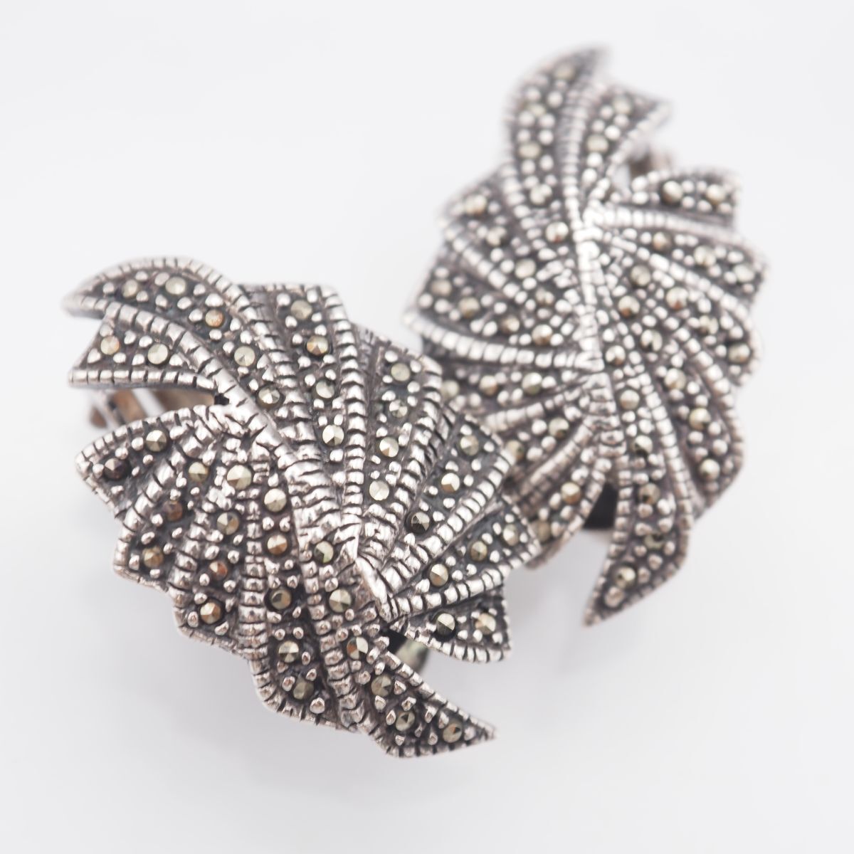 G311 マーカサイト マルカジット イヤリング デザイン シルバー ヴィンテージ拍卖