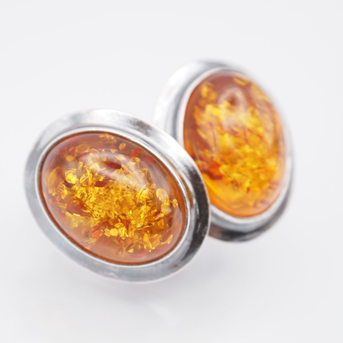 G376 琥珀 コハク アンバー イヤリング デザイン シルバー ヴィンテージ拍卖