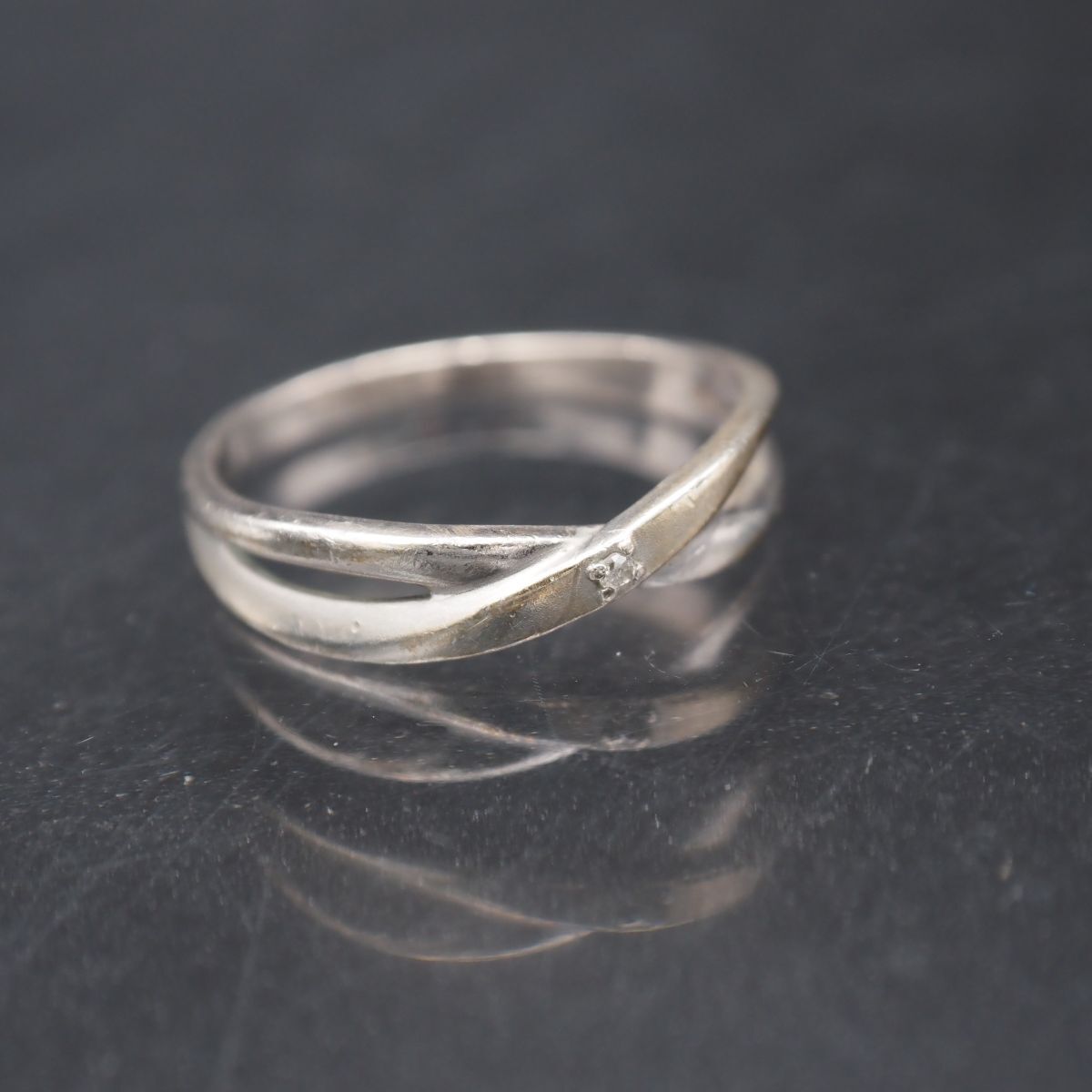 G585 ダイヤモンド 925刻印 リング デザイン シルバー 指輪 4月誕生石 16号拍卖