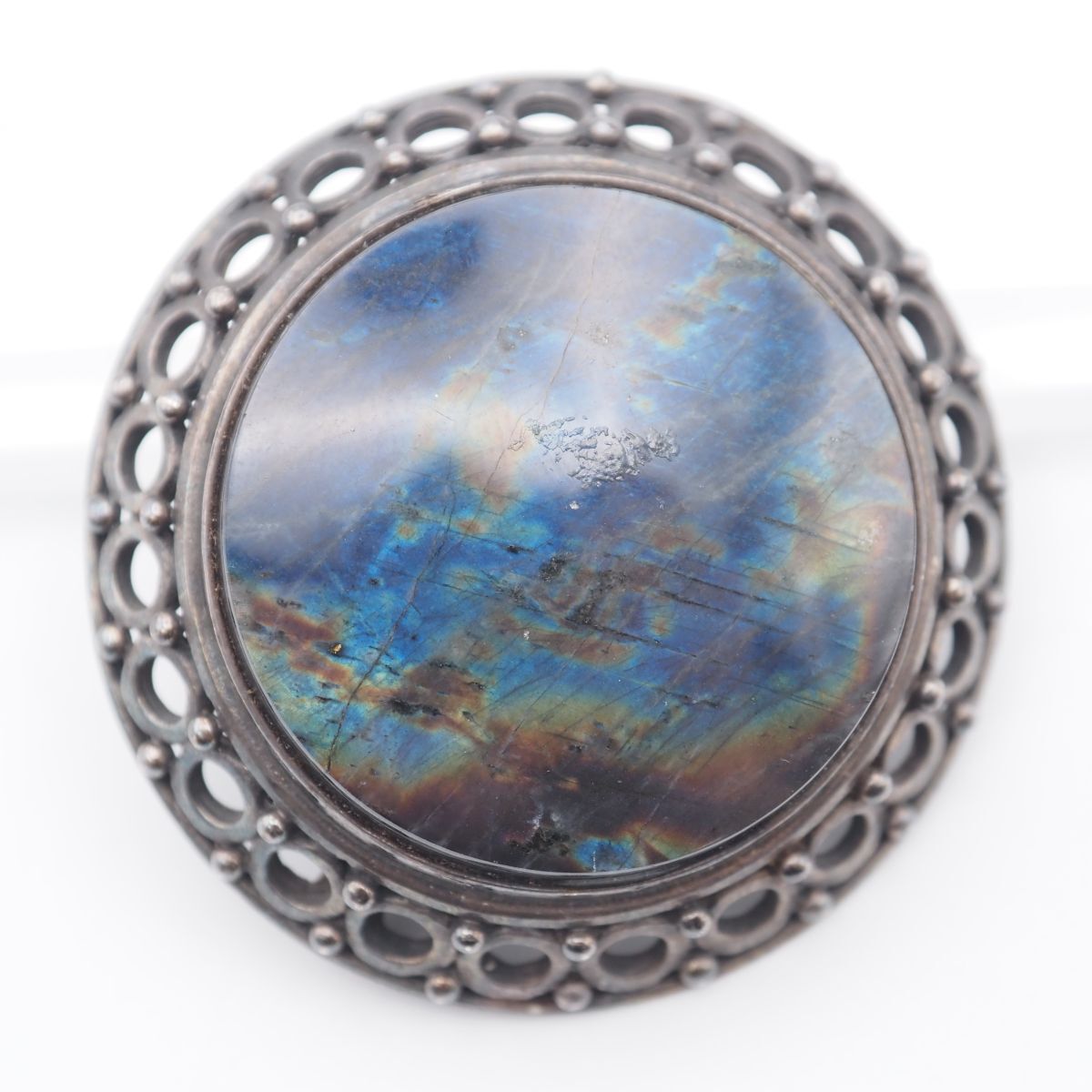 G523 ラブラドライト 925 MADE IN FINLAND刻印 ブローチ デザイン シルバー ヴィンテージ フィンランド製拍卖