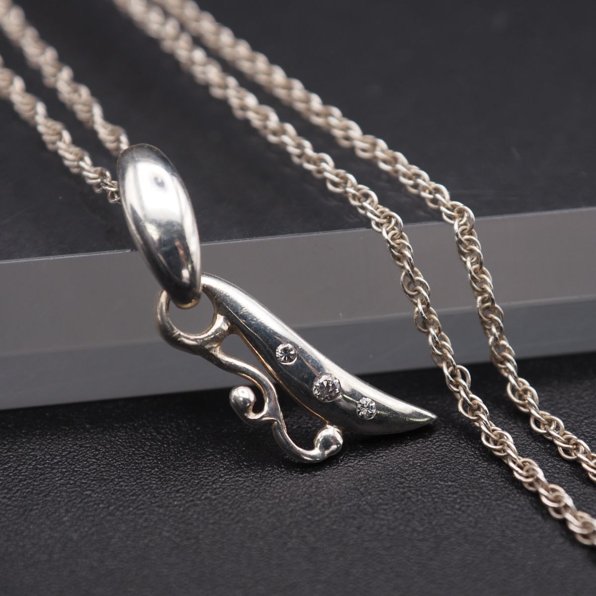 G398 ダイヤモンド風 925 ITALY刻印 ペンダント ネックレス デザイン シルバー拍卖