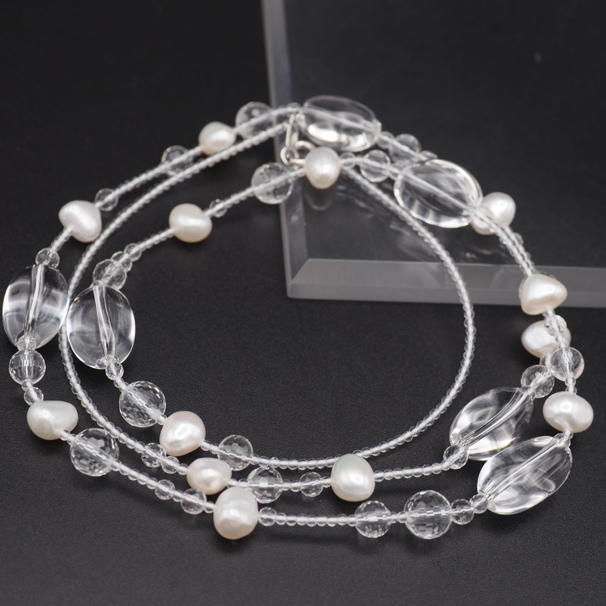 G203 水晶 淡水真珠 パール SILVER925刻印 ネックレス デザイン シルバー 6月誕生石拍卖