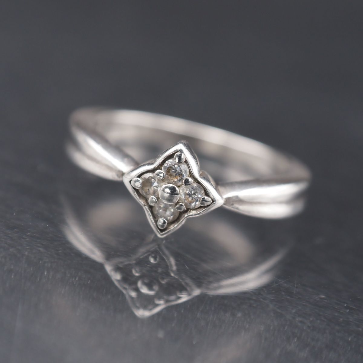 G735 ダイヤモンド風 SILVER刻印 リング デザイン シルバー 指輪 11号拍卖