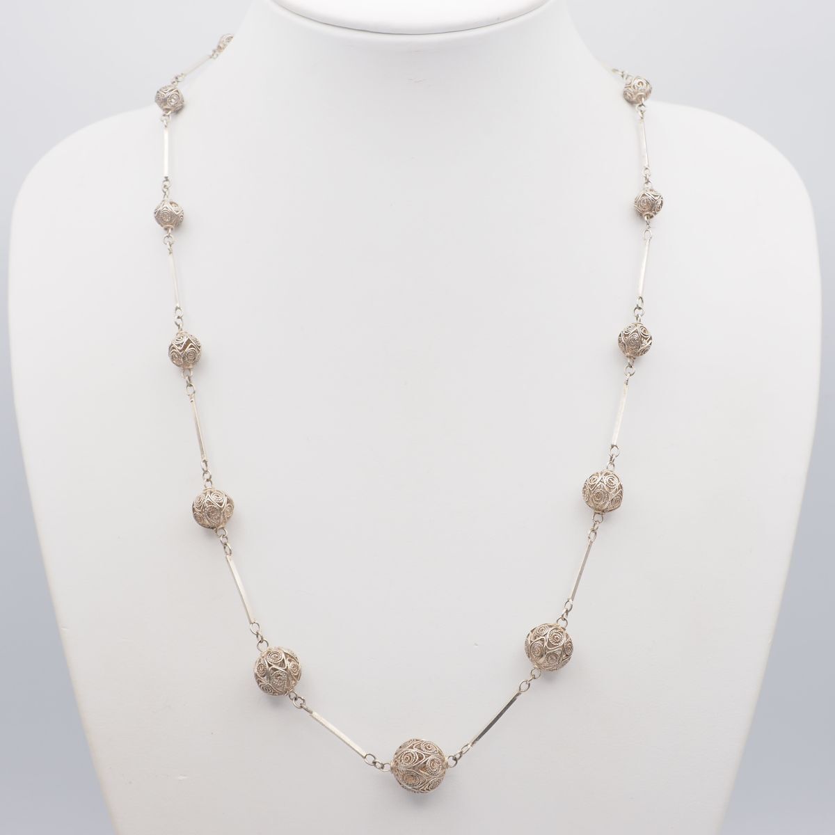 G435 ヴィンテージ 925刻印 ネックレス フィリグリー 銀線細工 デザイン シルバー拍卖