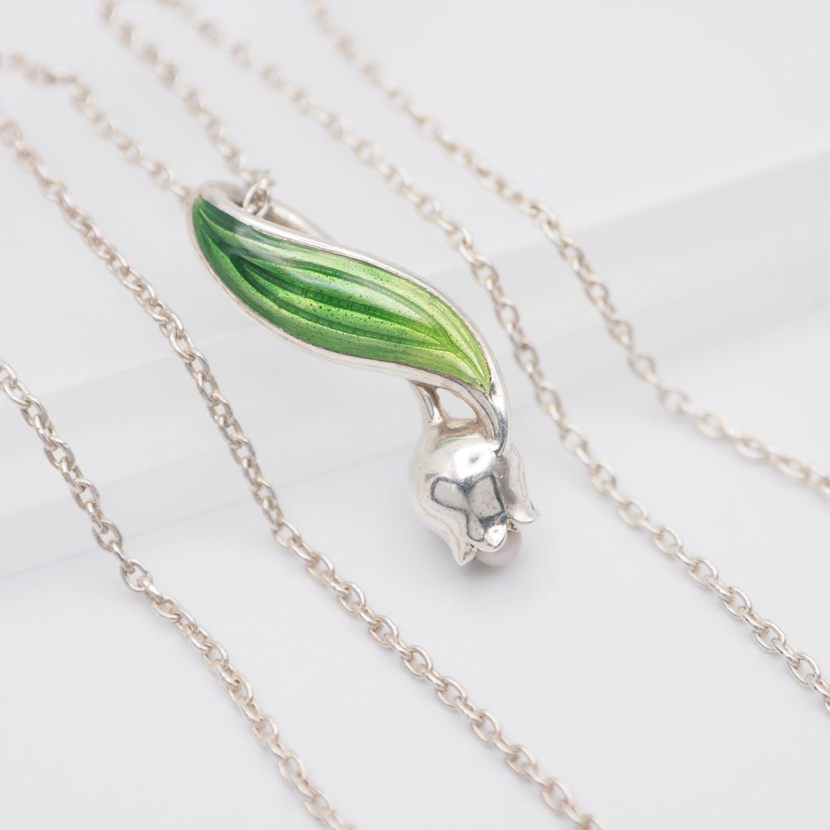 G420 ヴィンテージ STERLING SILVER925刻印 ペンダント ネックレス フラワー チューリップ ベビーパール デザイン シルバー拍卖