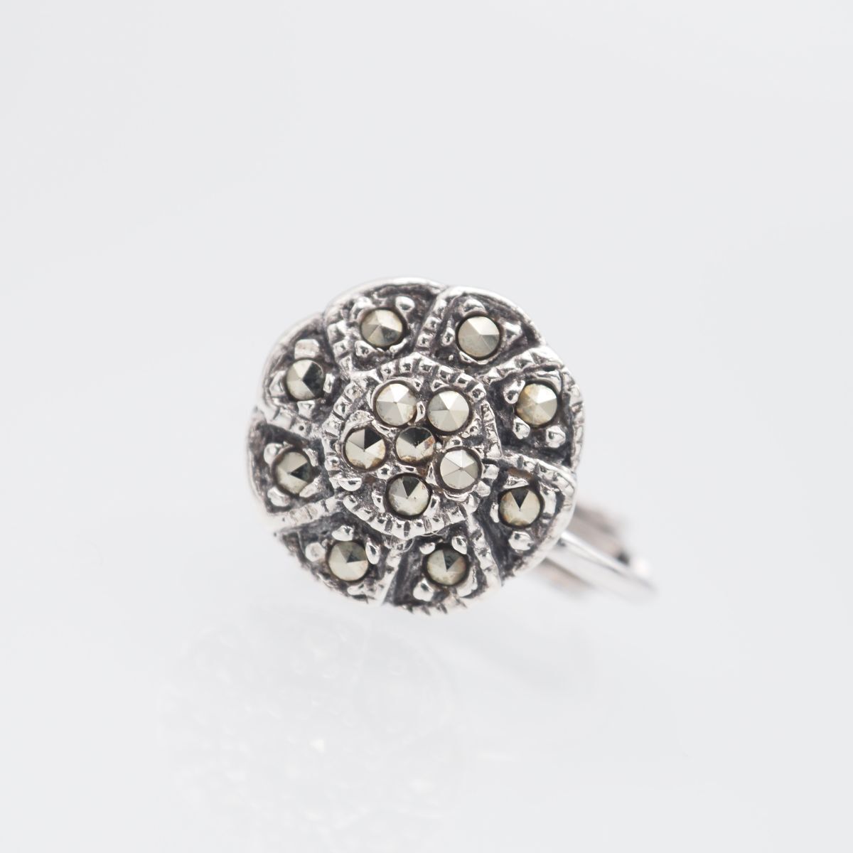 G844 マーカサイト マルカジット SILVER925刻印 イヤリング 片耳のみ デザイン シルバー ヴィンテージ拍卖