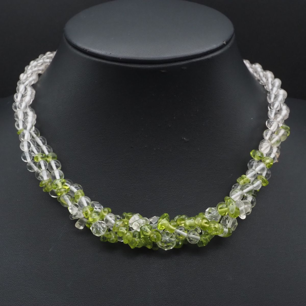 G824 ペリドット 水晶 ネックレス GSILVER刻印 シルバー デザイン拍卖