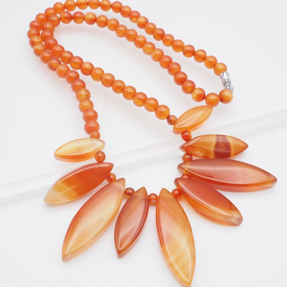 G793 レッドアゲート 赤瑪瑙 メノウ ネックレス シルバーデザイン拍卖