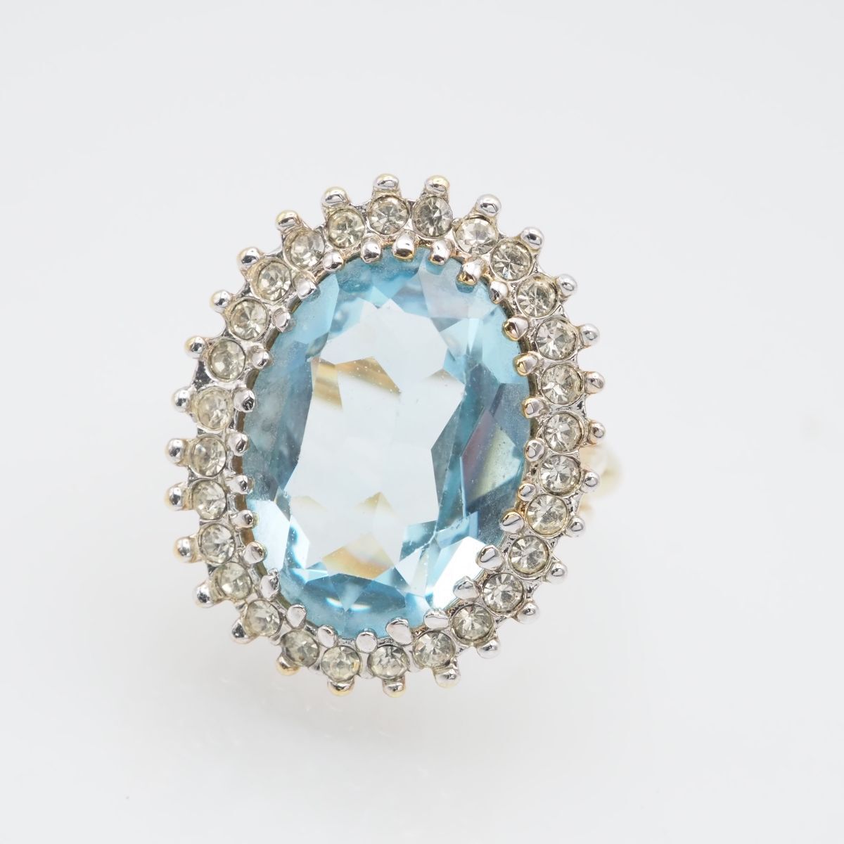 H131 ドーラン D'ORLAN リング ブルーストーン風 ラインストーン ゴールド デザイン 指輪 9号拍卖