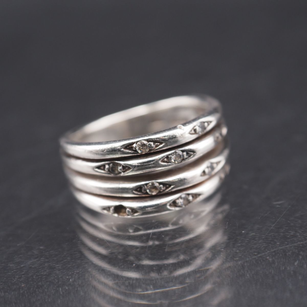 G992 ダイヤモンド風 925S刻印 リング デザイン シルバー 指輪 6号拍卖